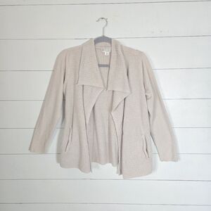 BAREFOOT DREAMS Cream Open-Front Women M Cardigan Sweater